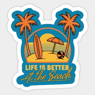 Life Is Better At The Beach Summer Vacation Palm Trees Surf Sticker